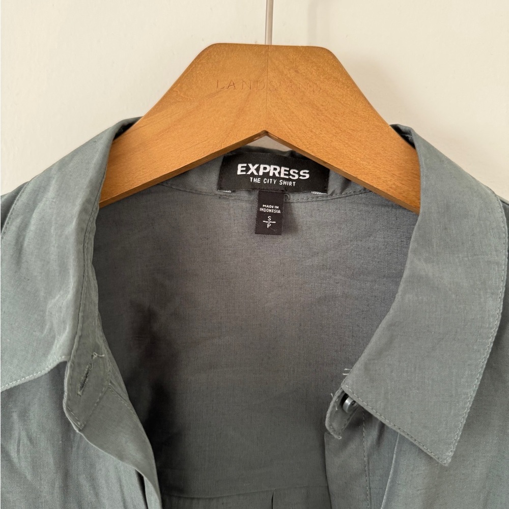 Green Express Button Front Blouse - image 3